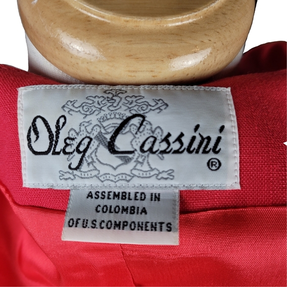 Vintage OLEG CASSINI Blazer Jacket Long Button Up Gold Buttons - Picture 9 of 11